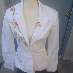 Johnny Was Los Angeles white embroidery jacket S.